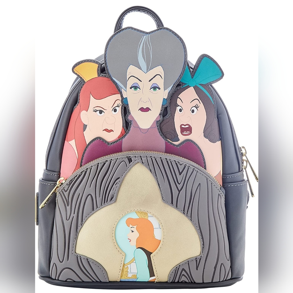 Loungefly Disney Villans Cinderella Evil Step Mother and Sisters Mini Backpack
